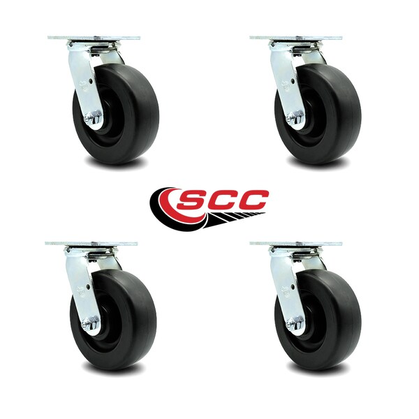 6 Inch Polyolefin Wheel Swivel Caster Set With Ball Bearing